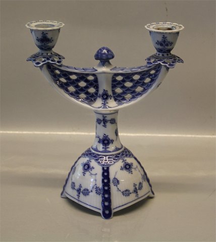 Blue Fluted Full Lace 1169-1 Branched candlestick, two arms 25 cm / 9.5"
