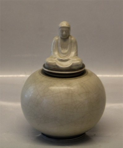Aluminia kunstfajance 79-110 Buddha på rund krukke  16.5 cm
