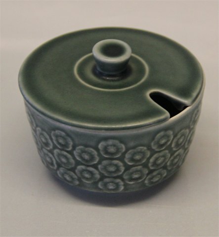Azur Nissen Kronjyden B&G Quistgaard  Stoneware 592 Small sugar bowl - lid with 
hole for spoon 7 x 9 cm

