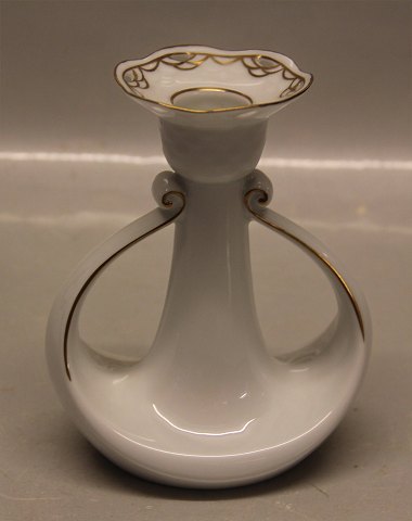 B&G Hartmann Porcelain White with double gold rim and lines 072 Candlestick 13 
cm (503)

