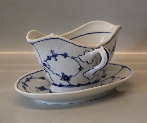 B&G Blue Traditional porcelain Blue fluted ribbed Gravyboat old model with 
firing flaw and small chip