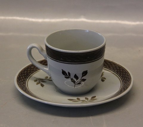 Aluminia Faience Brown Tranquebar 0992-45 Small coffee cup and saucer 6,6 cm