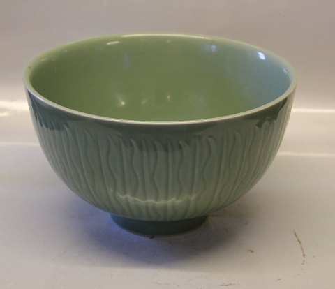 Royal Copenhagen Art Pottery 21430 RC Bowl ribbed 15.5  x 26.5 cm Celadon Gerd 
Boegelund January 1957