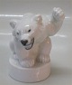 233 (1003 233) White bear cub paw up on round base ca 10 cm  Knud Kyhn 21433 
Royal Copenhagen Art Pottery