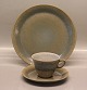 Knabstrup Danish Pottery Green - Coffee cup 6.5 x 8.5 cm, saucer 14.5 cm