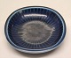 Aluminia Copenhagen Faience 2638 Marselis Blue bowl 11,5 x 2.5 cm, round with 
stribes, 1953
