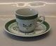 Aluminia Faience Green Tranquebar 0956-12 Large coffee cup 20 cl  with saucer 15 
cm
