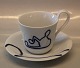 Royal Copenhagen  Musica, Monica Ritterband 093 Cup with high handle 10 cm & 
saucer (094) 15.5 cm