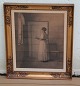 Peter Ilsted Mezzotinte Opus 33. Girl with tray. Original golden frame 65 x 55 
cm