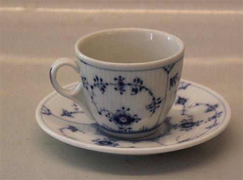 Blue Fluted Danish Porcelain 2238-1 Cup and saucer 13 cmribbed hotel