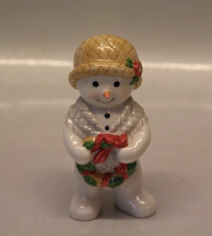 Royal Copenhagen figurine 0760 RC Winther series, Snowman, Mother Sophie with a 
wreath 9 CM (1249760) 2009 Henny Iversen
