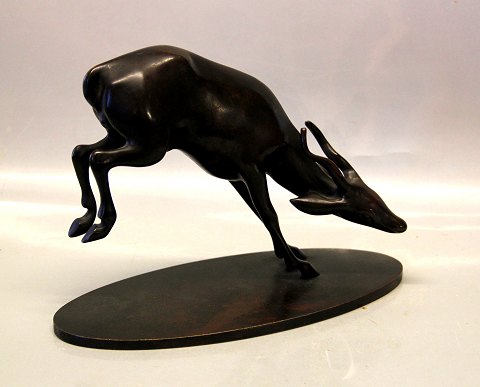 Bronze Antilope Signeret JR 17 x 24 x 10.5 cm Jean René Gauguin