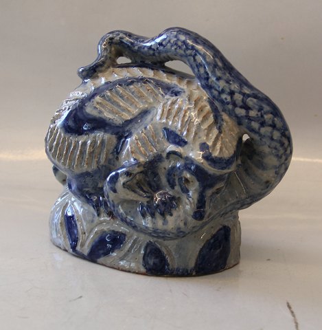 Unique 1923 Knud Kyhn Hedgehog and snake ca 19 x 21 cm Blue Glaze Royal 
Copenhagen Art Pottery 
