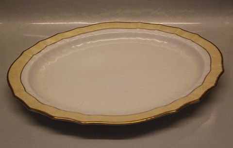 1557-788 Oval platter 40 cm Svejfet # 788 med beige kant og guld