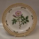 Flora Danica Danish Porcelain
20-3554 Rosa Canina L. Stand for Small Round Fruit Basket/Pierced Lunch Plate 
New # 635. (From the year 1965) 9"