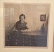 Opus 43."Hendrik" Læsende mand ved bord. Lysmål 48.8 x 48.4 cm. Mezzotint. Sort 
1924 #43 ad 200 Signeret Peter Ilsted Flot sølvramme 72 x 68 cm