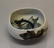 Aluminia Copenhagen Faience
1059- 5329 RC Small bowl with fish 4 x 9 cm Nils Thorsson
