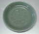 Royal Copenhagen Art Pottery
1979-1 RC Celadon Glaze tray 18 cm with lion in relief - Signed FG or TG