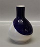 Royal Copenhagen Aluminia Faience 2768 White and blue Columbine vase, round 
bottle like 15 cm
