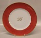 Dækketallerkener med Logo JJ  Bing & Grøndahl Røde med guldkant 248 
Dækketallerken 27 cm (632) (025 A) Form 601 LOGO JJ