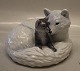 0443 RC Arctic fox with puppy 14 x  20 cm (1249443) Allan Therkelsen, Motherly 
Love Royal Copenhagen